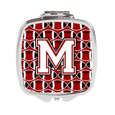 CAROLINES TREASURES Letter M Football Cardinal and White Compact Mirror CJ1082-MSCM